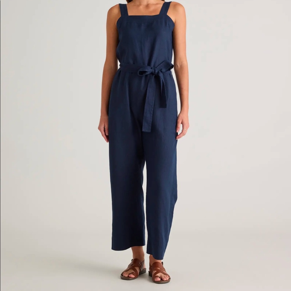 100% European Linen Square Neck Jumpsuit